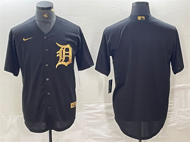 Men's Detroit Tigers Blank Black Cool Base Stitched Baseball Jersey Men's Detroit Tigers Blank Black Cool Base Stitched Baseball Jersey